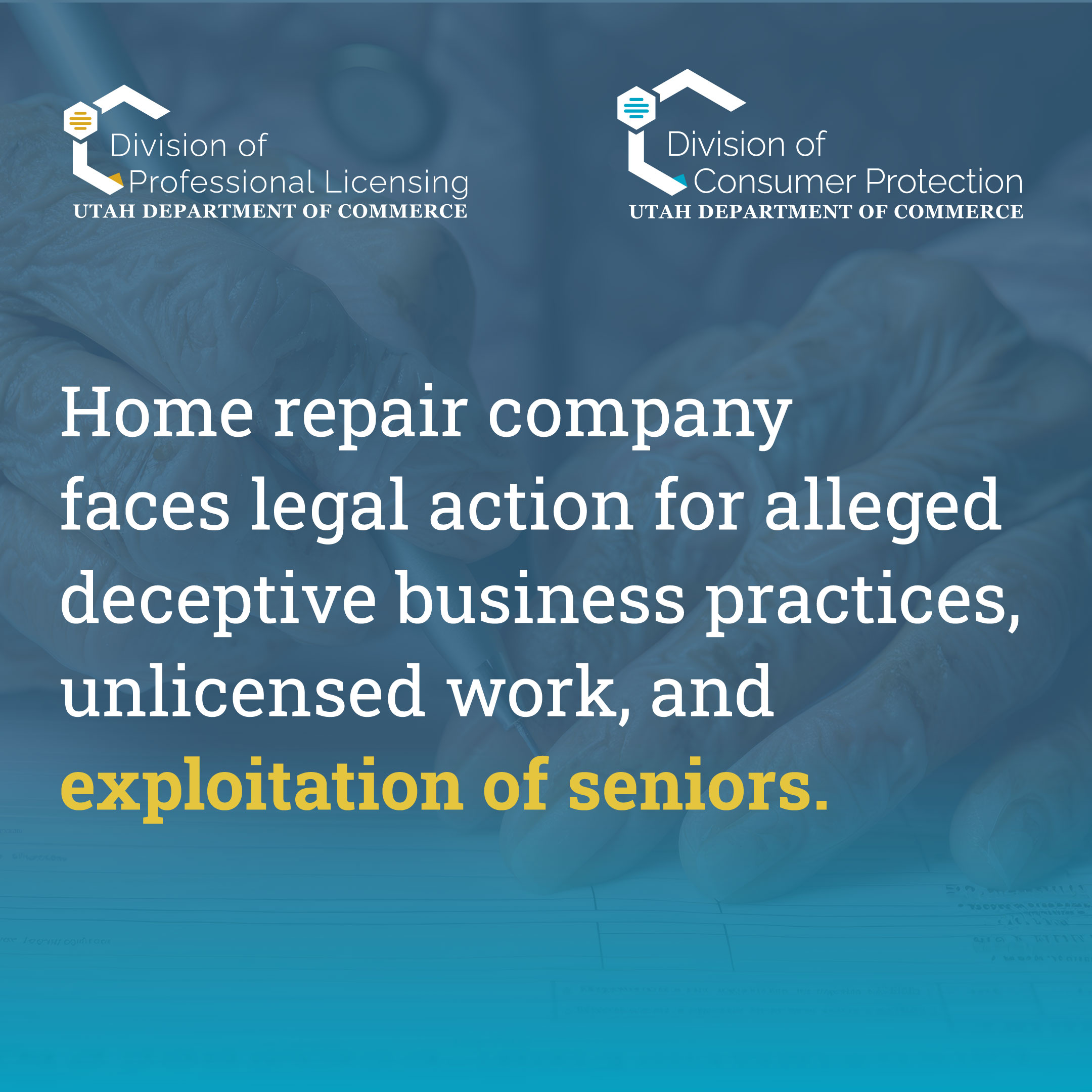 Featured image for “Utah Department of Commerce brings Legal Proceedings against “Action Plumbing, Heating, Air, and Electric,” alleging Gross Misconduct and Exploitation of Seniors”